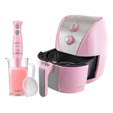 Kit Fritadeira Air Fryer 5l 1500w E Mixer Britânia Rosa 110v