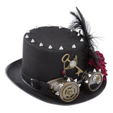 Sombrero Steampunk Para Hombre Y Mujer Con Plumas De Flores,