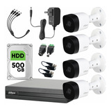 Dahua Kit Cctv 4 Cámaras 5mp Metálicas Hdd 500gb Transceptor Color Blanco