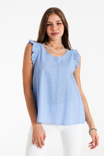 Blusa Musculosa Broderie Rochi