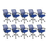 Kit 10 Cadeiras Para Escritório Diretor Giratória Com