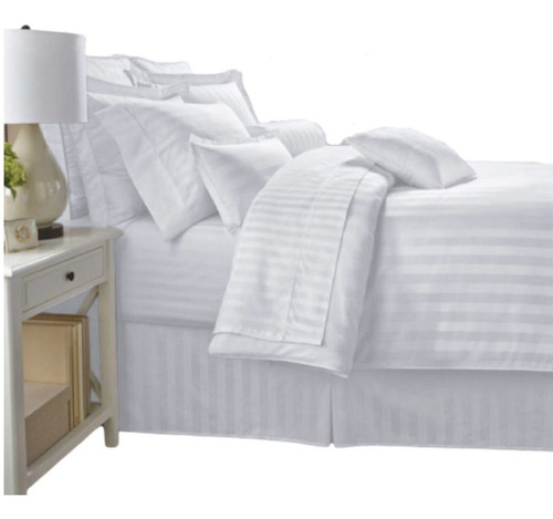 Set Duvet Blanco + Juego Sábanas Semidoble + Plumón 8 Piezas