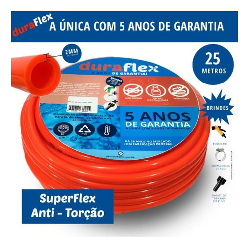 Mangueira Jardim Siliconada Laranja 25 Metros Duraflex