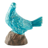 Pájaro Turquesa Figura Decorativa De Cerámica 26 Cm