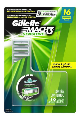 Carga Para Lâmina De Barbear Gillette Mach3 Sensitive 16 un