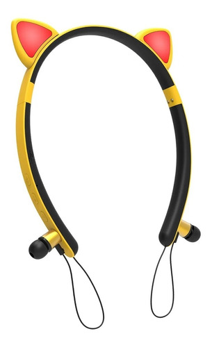 Audífonos De Oreja De Gato Bluetooth Diadema Amarillo