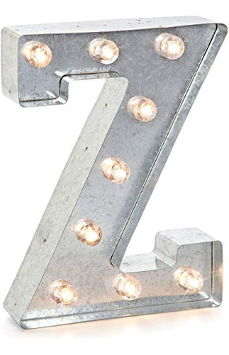 Letra Corporea 3d Con Leds A Pila Metal Galvanizado 25cm Z