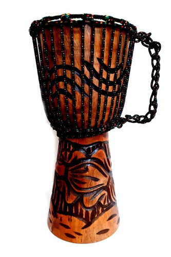 Djembe Percussão Africano - Tambor 37 Cm Madeira Maciça 