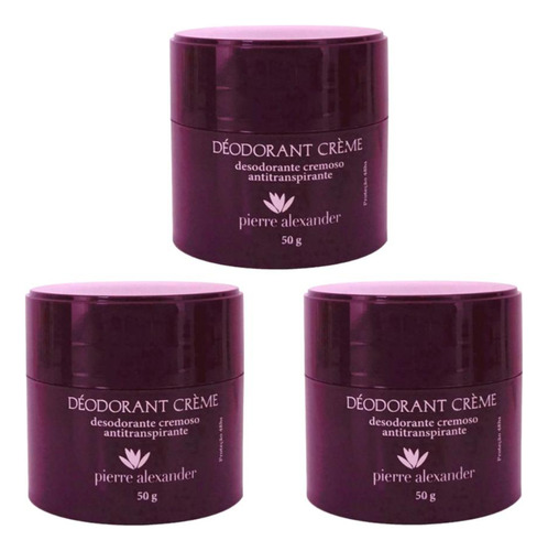 Desodorante Creme Pierre Alexander 50g Kit Com 3 Unidades 