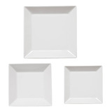 Set X 18 Pzs Platos Vajilla Porcelana Cuadrado Blanco Oxford