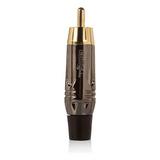 Plug Conector Rca Linha Ponta Gold 6mm - Cinza Kit 10
