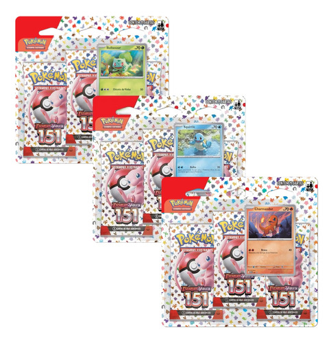 Kit 3 Blister Triplo Pokémon Colecao 151 - Copag