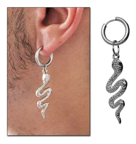 Argolla Con Dije Snake Serpiente Aro Acero Quirurgico Unisex