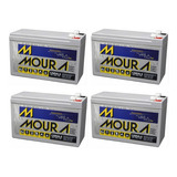 Kit 4 Bateria Moura 9ah Caixa Eletronico Cftv 0471a 