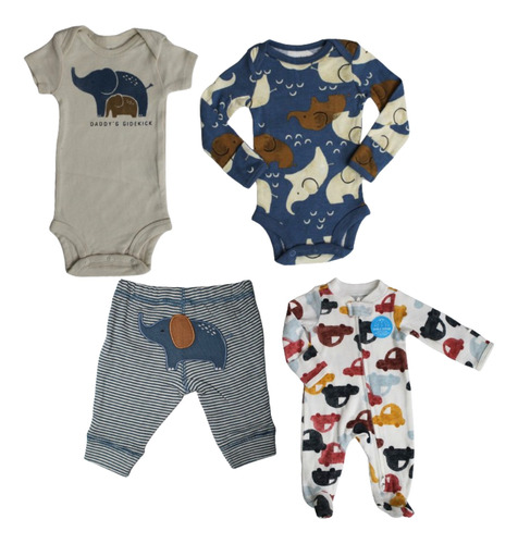 Kit Bebé Prematuro Conjunto De Elefante Y Mameluco Carter´s 