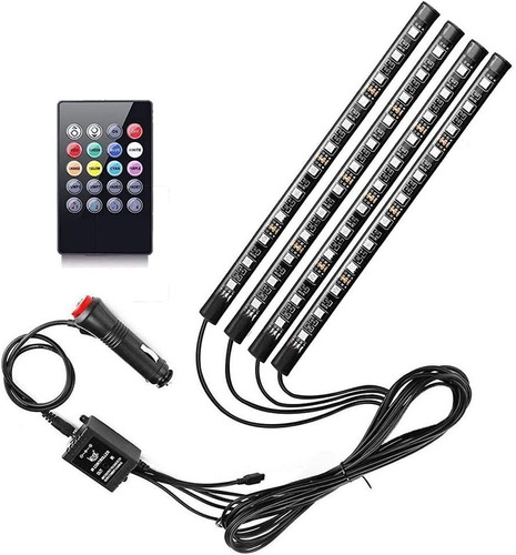 4 Tiras De Luz Led Para Interior De Coche, 48 Leds