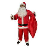 Roupa De Papai Noel Completa Fantasia Em Veludo Com Oculos