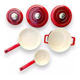 Kit Panelas Vicalina Alemã Ceramica Completo Com Utensilios Cor Vermelho