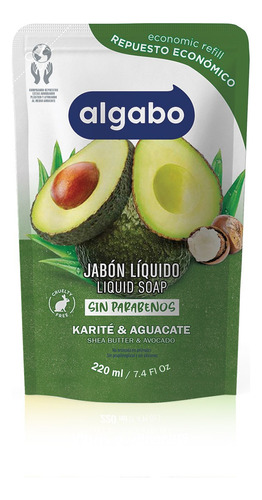 Repuesto Jabón Líquido Karité Y Aguacate 220ml Algabo