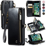 Funda Para iPhone 8 Plus 7 Plus - Billetera Cuero Black Luxe