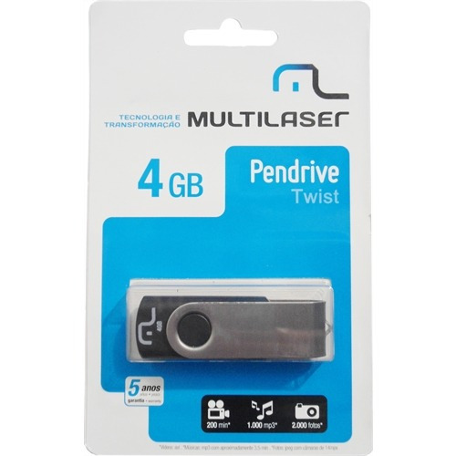 Pen Drive Twist 4gb Preto - Multilaser