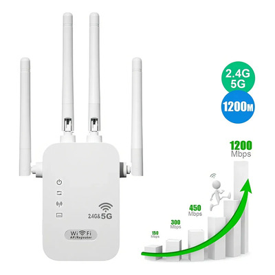 Extensor De Internet Wifi 1200mbps Repetidor Gamer 5g Dual Band 4 Antenas Potentes Rompemuros Amplificador De Rango Inalámbrico Alta Velocidad | Envío gratis