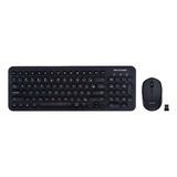 Teclado E Mouse Sem Fio 2.4 Usb Preto Teclas Redondas Multi