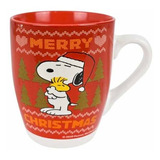 Taza De Cerámica Navideña De Snoopy Peanuts Roja