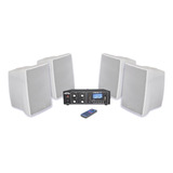 Kit Sonido Ambiental Intemperie Exteriores 40w Rms 4 Bafles