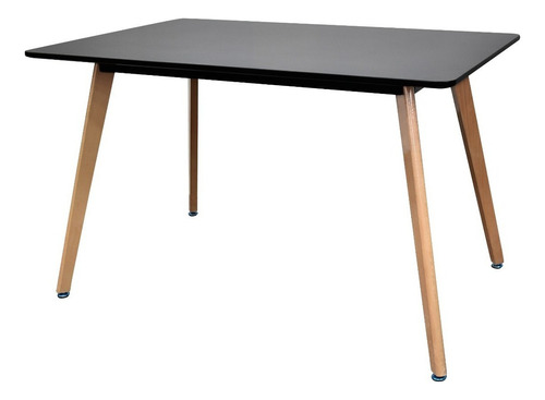 Mesa Moderna Eames Negra Patas De Madera P/comedor Oficina