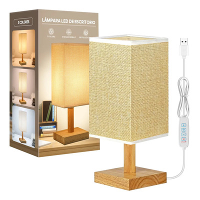 Goodea Lámpara De Buró Led Luz Noche Madera Estilo Minimalista 3 Colores lampara de escritorio led decorativas para Estudio Dormitorio Sala | MercadoLibre