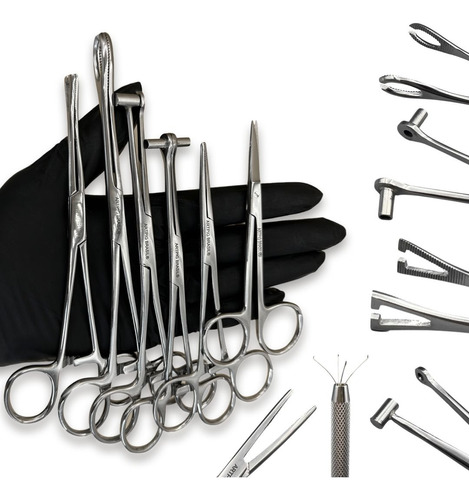 Kit Pinças Body Piercing Completo Iniciante Profissional