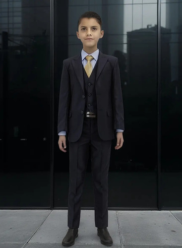 Traje Slimfit Niño Color Negro Traje Fino