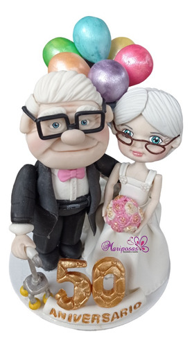 Novios Pastel Abuelitos Aniversario Pastaflexible Caketopper