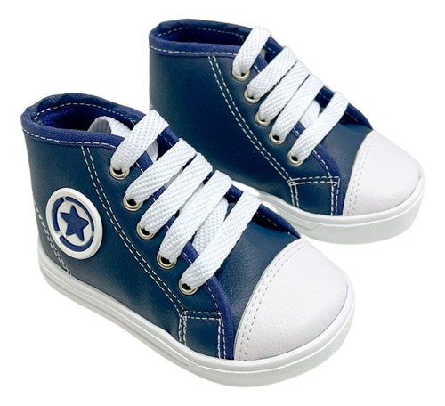 Tênis Sapatinho Infantil Cano Alto Stars Jeans Unisex