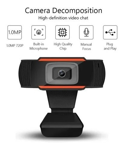 Webcam Usb Hd 720p Mini Camera Microfone Computador Notebook