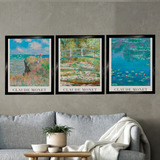 Set 3 Cuadros Claude Monet Paisaje Vintage Sala 55 X 45 Cm