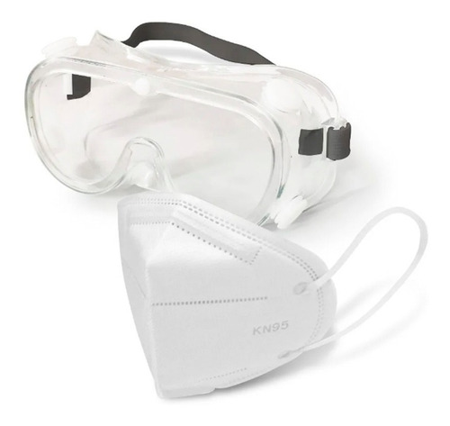 Kit Goggles + Cubrebocas Kn95 Protectores Para Laboratorio 