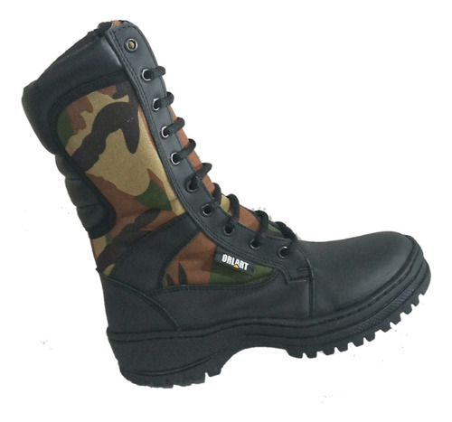 Bota Alta Tactica Mujer Piel Genuina Cosida Camuflaje Verde