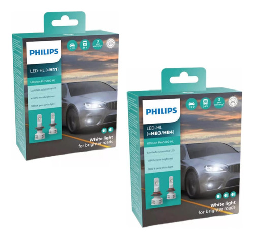 Kit Lâmpada De Led Philips Pro5100 Hb3 + H11 Cruze Ltz