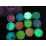 Pack 12 Pigmentos Neon Brillan En La Oscuridad Nail Art