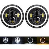 Par Faros 7in. H4 Led Ojo De Ángel Para Wrangler Jeep Vocho