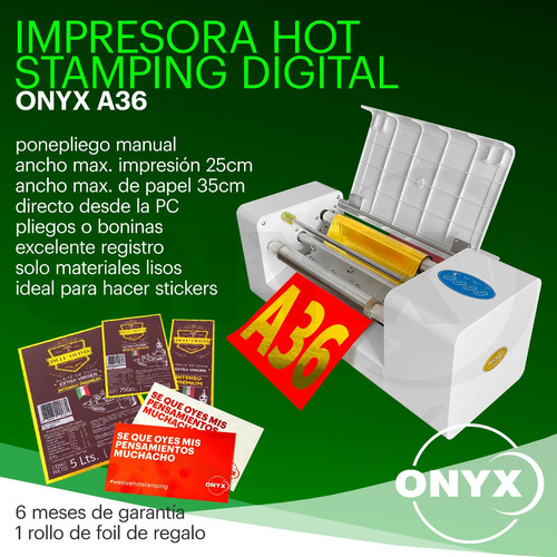Onyx A36 Impresora Dorado Digital Stamping A3 Sin Plancha Pc