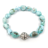 Pulsera Larimar De Piedra Natural Cierre Magnético De Crista