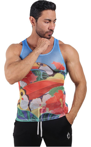 Playera De Hombre Tank Top Camiseta Tela Red Estampada Fenix