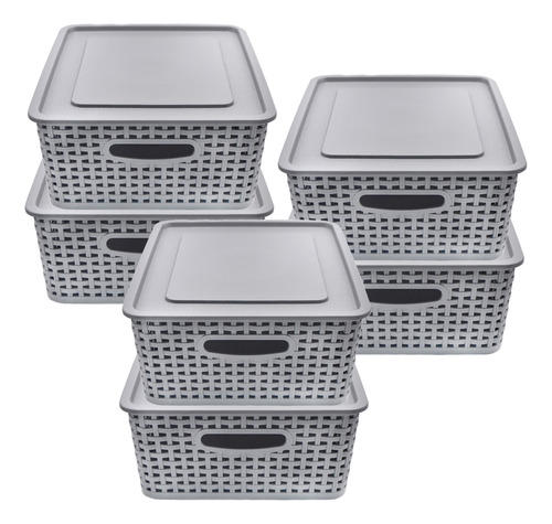 Set De 6 Cajas, Canastas Organizadoras Tipo Rattan