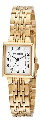 Relogio Mondaine Feminino Dourado Pequeno Quadrado Numeros