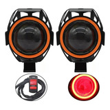 Par Faros Auxiliares Moto Exploradoras U7 Ojo Angel Led Moto