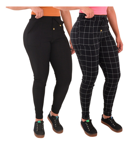 Kit 2 Calças Feminina Jogger Cintura Alta Elastano 