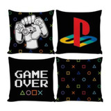 Kit 4 Capas Almofadas Gamer Over Decorativas C/ Zíper 45x45